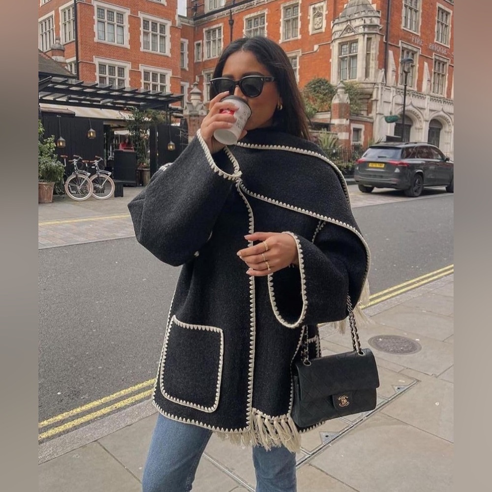 Removable Scarf Collarless Wool Jacket Business C… - image 7